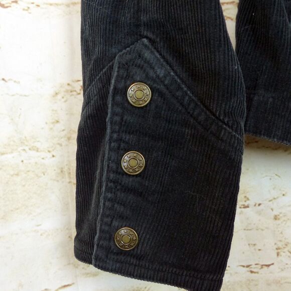 A.M.I. Jacket Women S Black Corduroy Button Stretch Cotton Long Sleeve Retro Y2K - Picture 8 of 11